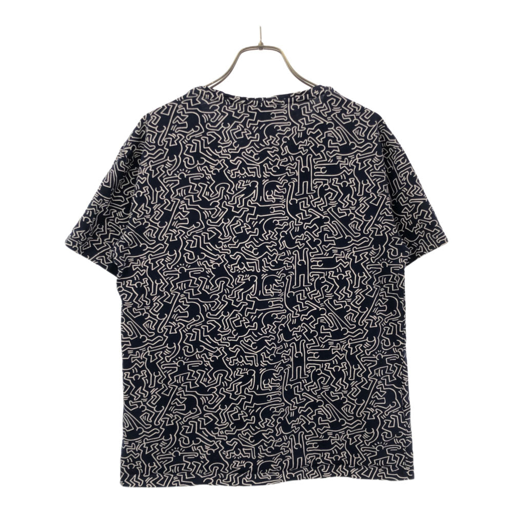 ラコステ キースへリング Keith Haring 総柄 半袖 Tシャツ 38 ネイビー LACOSTE レディース