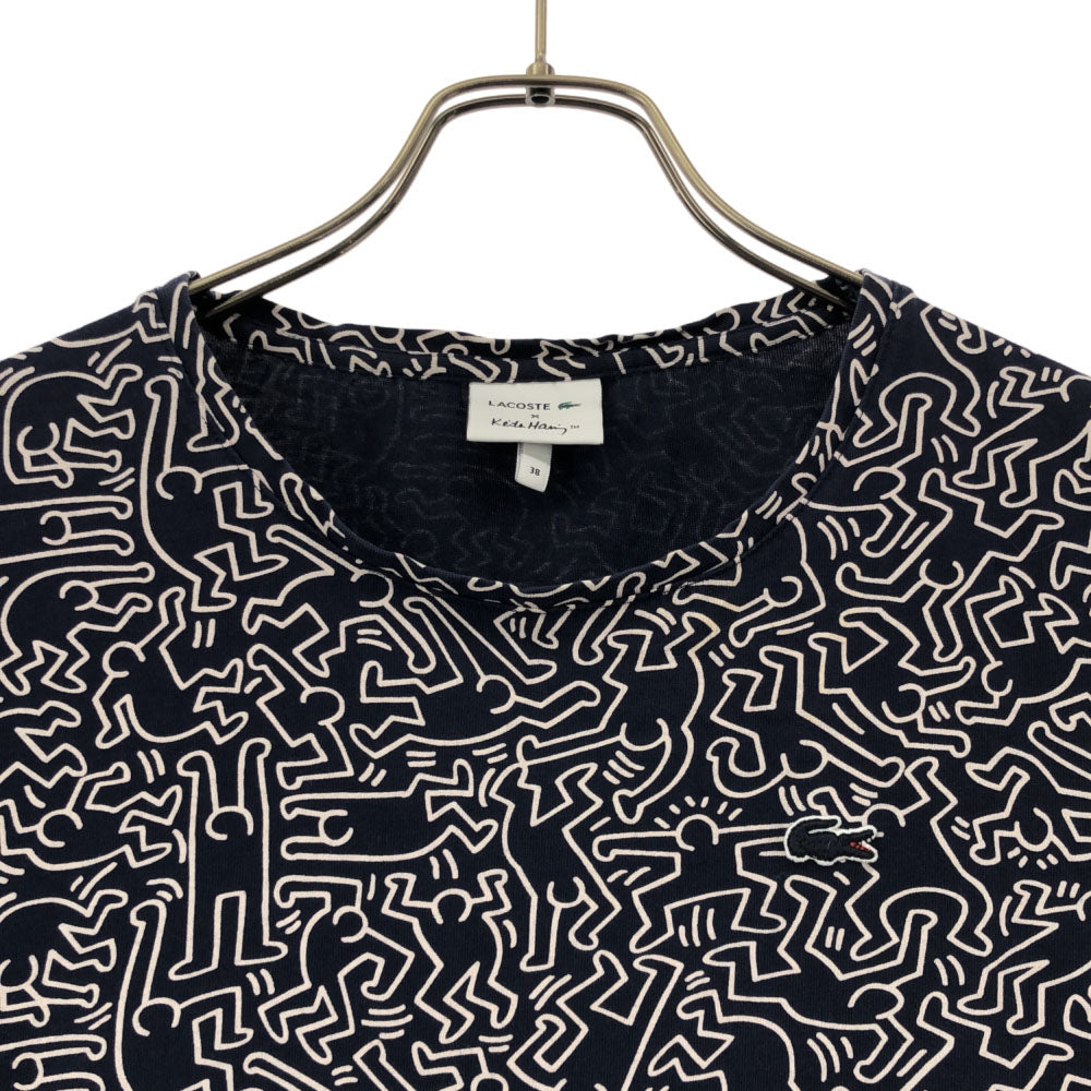 ラコステ キースへリング Keith Haring 総柄 半袖 Tシャツ 38 ネイビー LACOSTE レディース