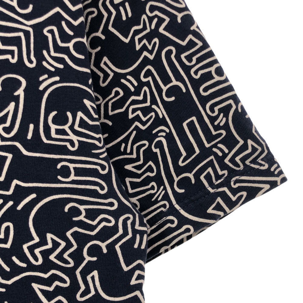 ラコステ キースへリング Keith Haring 総柄 半袖 Tシャツ 38 ネイビー LACOSTE レディース