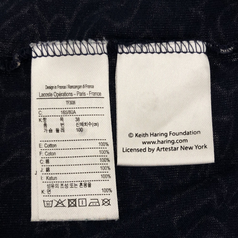 ラコステ キースへリング Keith Haring 総柄 半袖 Tシャツ 38 ネイビー LACOSTE レディース