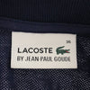 ラコステ BY JEAN-PAUL GOUDE 刺繍 半袖 ポロシャツ 36 ネイビー LACOSTE 鹿の子地 レディース