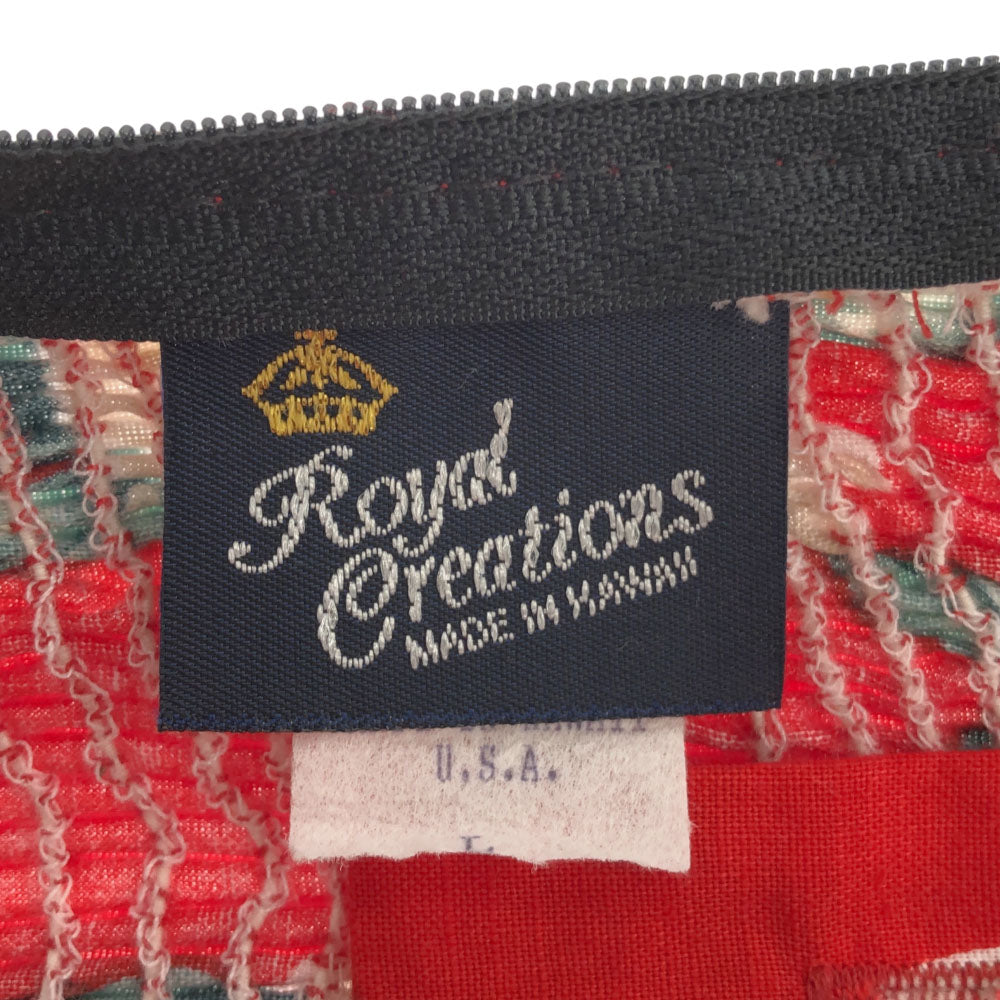 ロイヤルクリエーションズ ハワイ製 ハイビスカス ノースリーブ キャミワンピース L レッド系 Royal Creations レディース