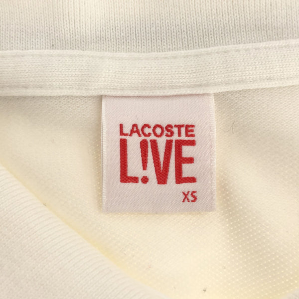 ラコステライブ ロゴ刺繍 半袖 ポロ ワンピース XS ホワイト LACOSTE L!VE 鹿の子地 レディース