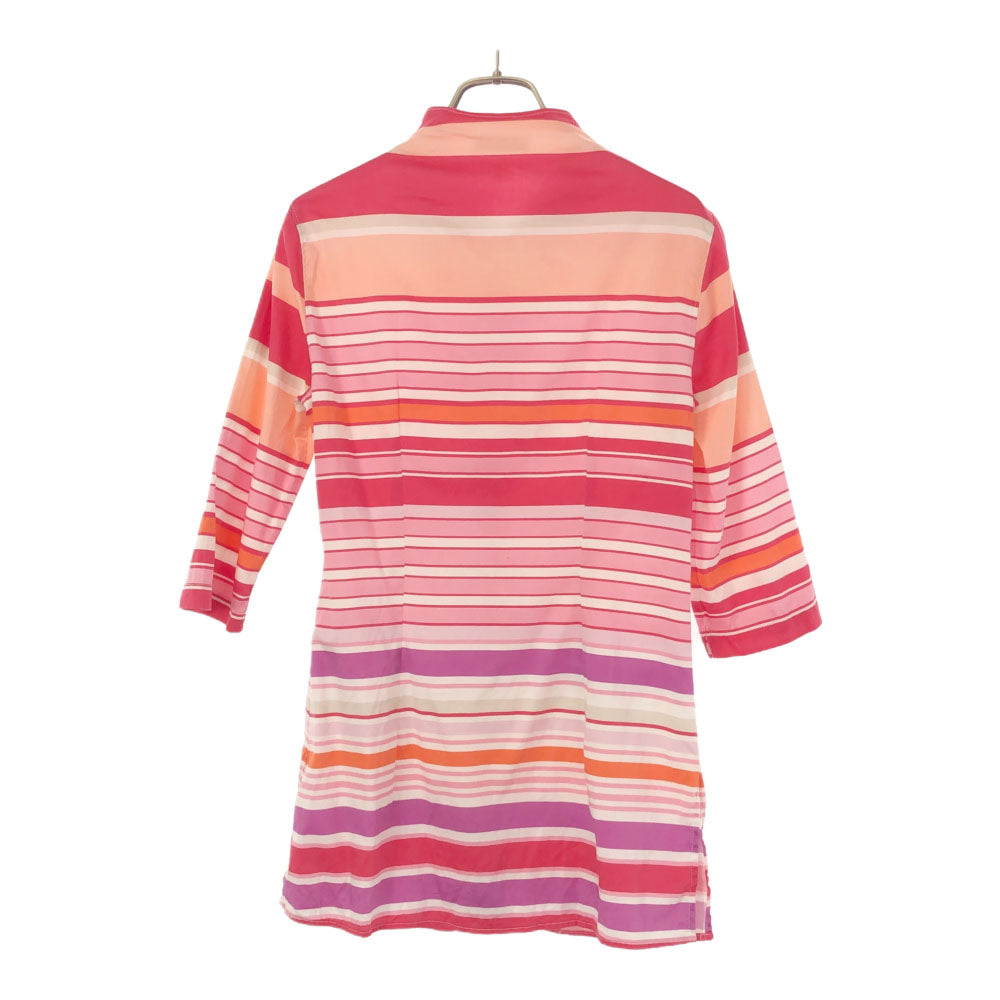 ナラカミーチェ イタリア製 ボーダー 7分袖 スタンドカラー シャツ 1 ピンク系 NARACAMICIE ブラウス レディース