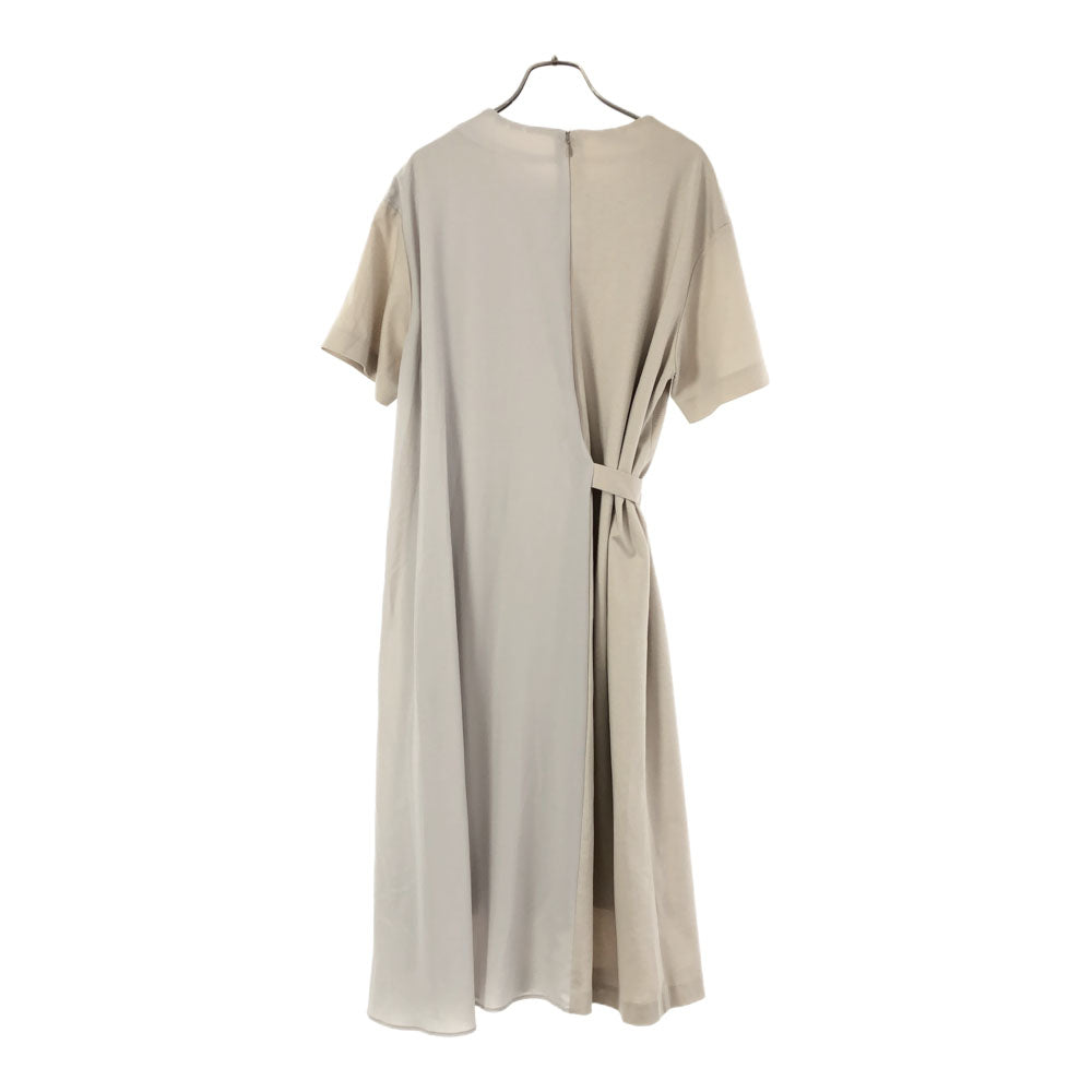 CLANE クラネ 日本製 半袖 デザイン ワンピース 1 ベージュ 切替 バックファスナー レディース