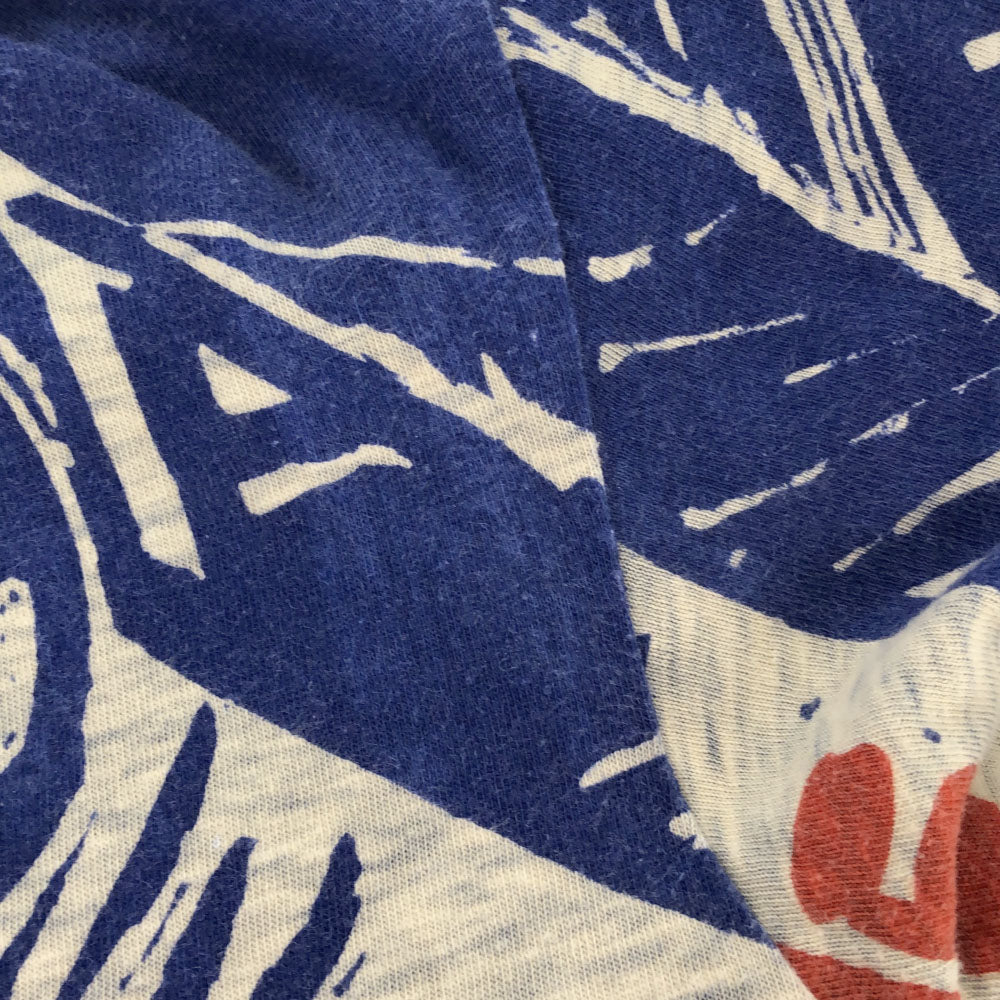 フォーティーファイブアールピーエム 日本製 総柄 半袖 ポロシャツ 3 ブルー 45R 45rpm メンズ