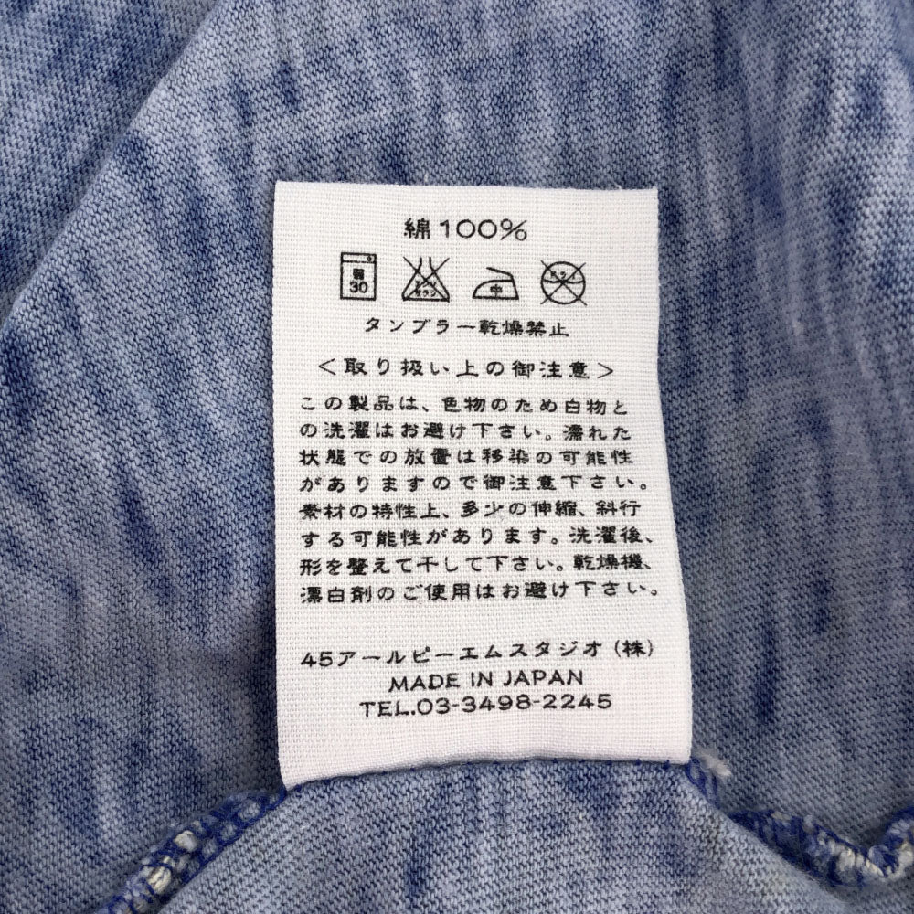 フォーティーファイブアールピーエム 日本製 総柄 半袖 ポロシャツ 3 ブルー 45R 45rpm メンズ