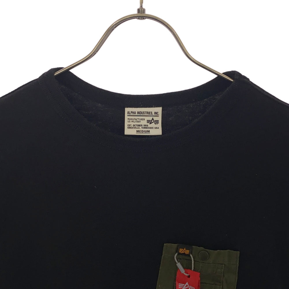 アルファインダストリーズ 半袖 Tシャツ M ブラック ALPHA INDUSTRIES INC 胸ポケット レディース