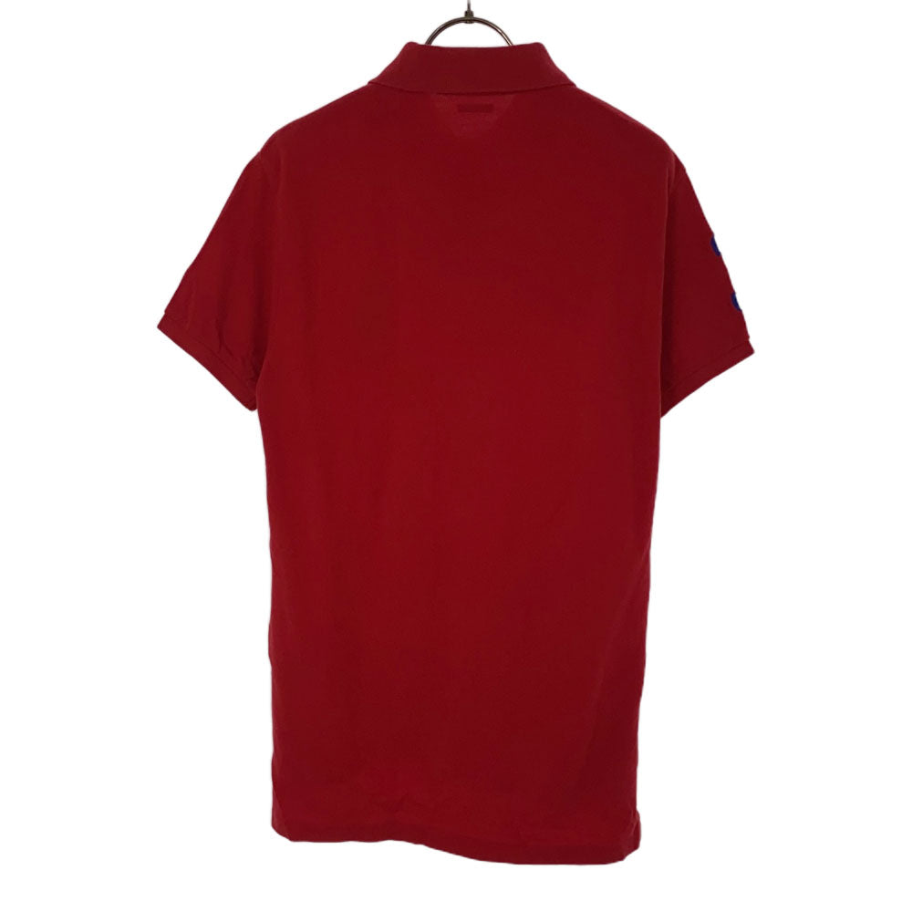ポロラルフローレン ロゴ刺繍 ワッペン 半袖 ポロシャツ S レッド POLO RALPH LAUREN 鹿の子地 メンズ