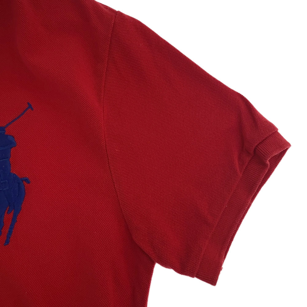ポロラルフローレン ロゴ刺繍 ワッペン 半袖 ポロシャツ S レッド POLO RALPH LAUREN 鹿の子地 メンズ