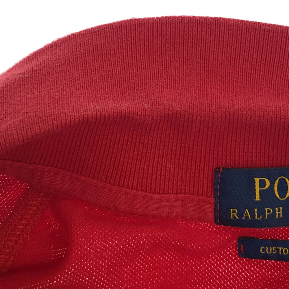 ポロラルフローレン ロゴ刺繍 ワッペン 半袖 ポロシャツ S レッド POLO RALPH LAUREN 鹿の子地 メンズ