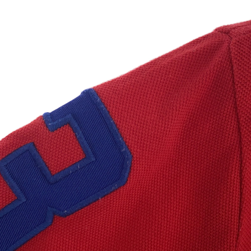 ポロラルフローレン ロゴ刺繍 ワッペン 半袖 ポロシャツ S レッド POLO RALPH LAUREN 鹿の子地 メンズ