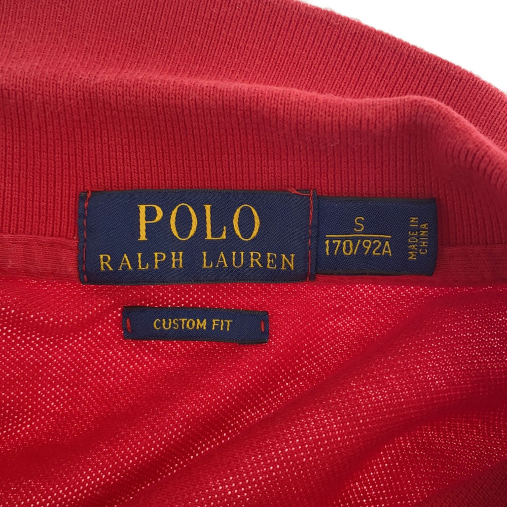 ポロラルフローレン ロゴ刺繍 ワッペン 半袖 ポロシャツ S レッド POLO RALPH LAUREN 鹿の子地 メンズ