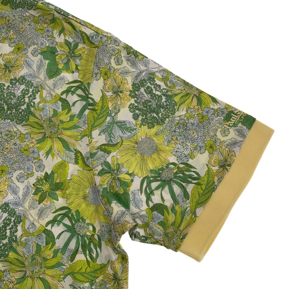 ポールスチュアート 日本製 三陽商会 総柄 半袖 ポロシャツ LL ホワイト×グリーン PAUL STUART メンズ