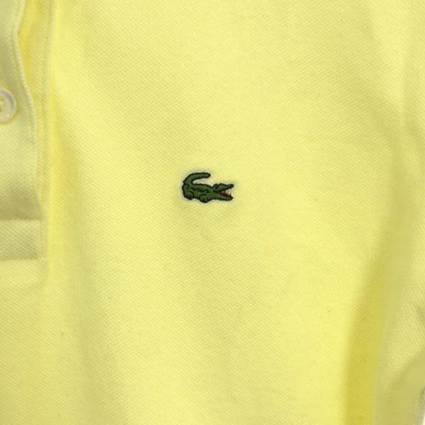 ラコステ 日本製 半袖 ポロシャツ M イエロー LACOSTE 鹿の子地 レディース