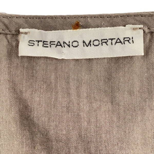 ステファノモルタリ イタリア製 リネン切替 7分袖 カットソー 40 グレー系 STEFANO MORTARI レディース