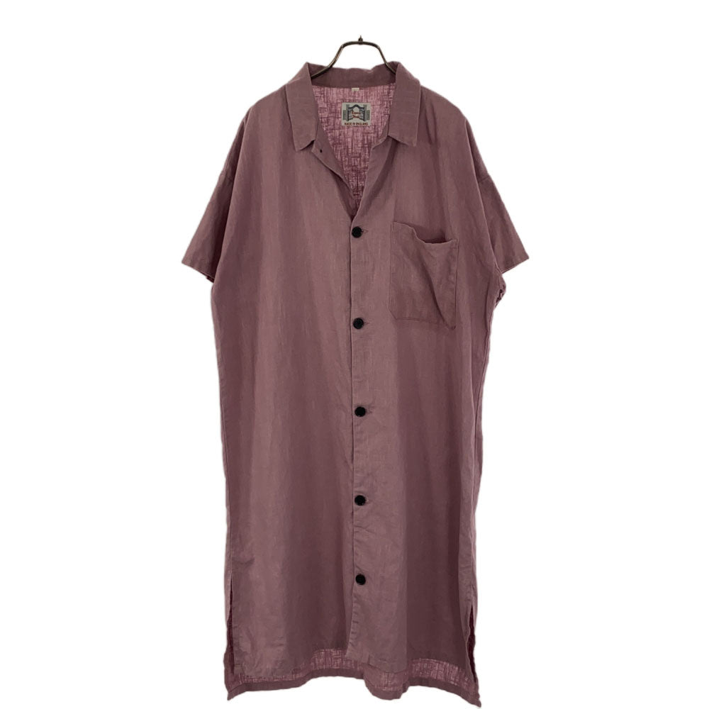 Regency Works リージェンシーワークス イギリス製 リネン 半袖 シャツ ロングワンピース L パープル系 レディース