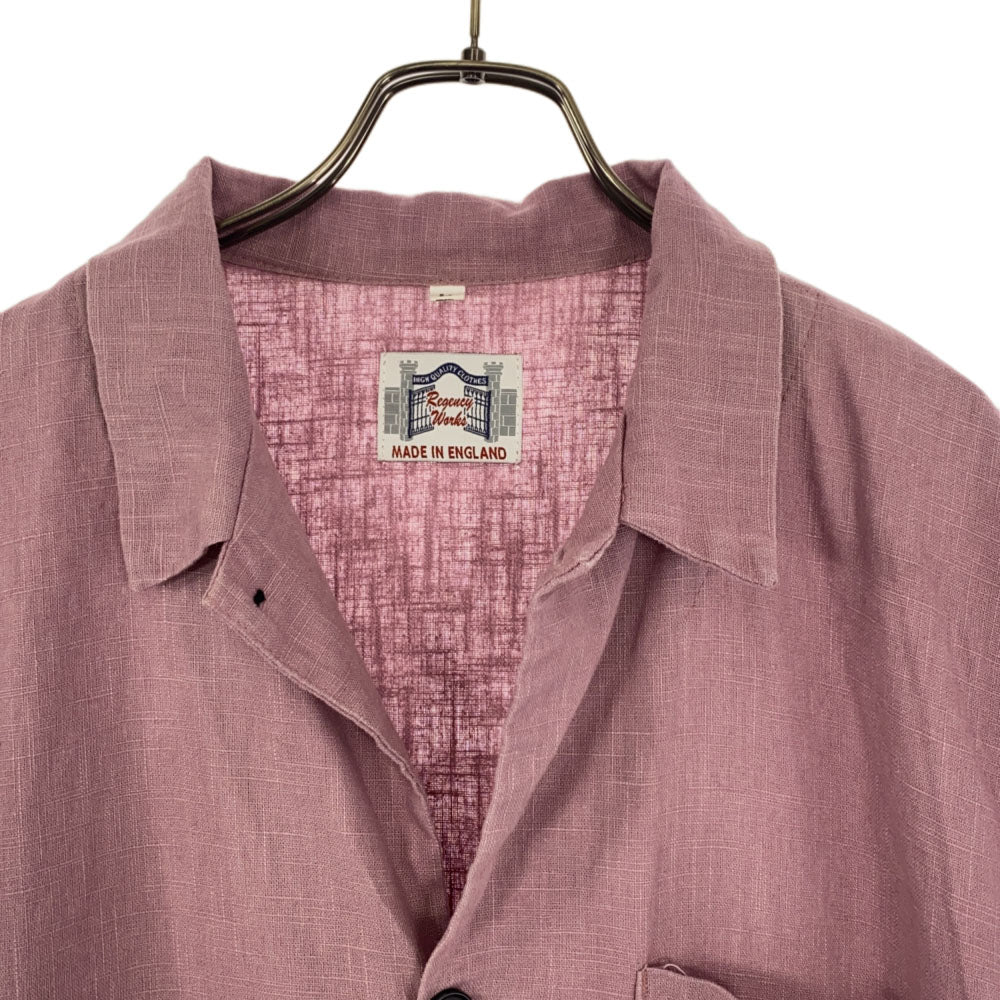 Regency Works リージェンシーワークス イギリス製 リネン 半袖 シャツ ロングワンピース L パープル系 レディース