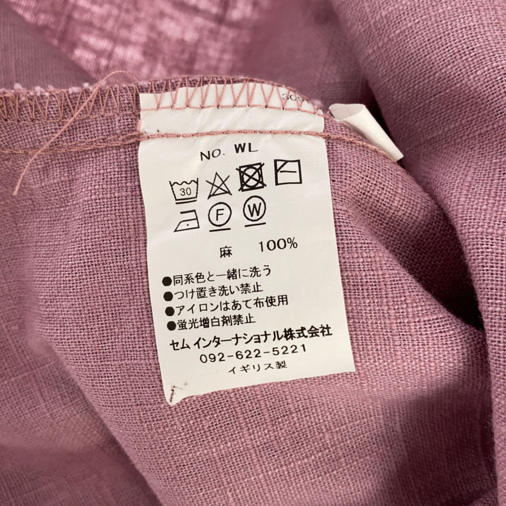 Regency Works リージェンシーワークス イギリス製 リネン 半袖 シャツ ロングワンピース L パープル系 レディース