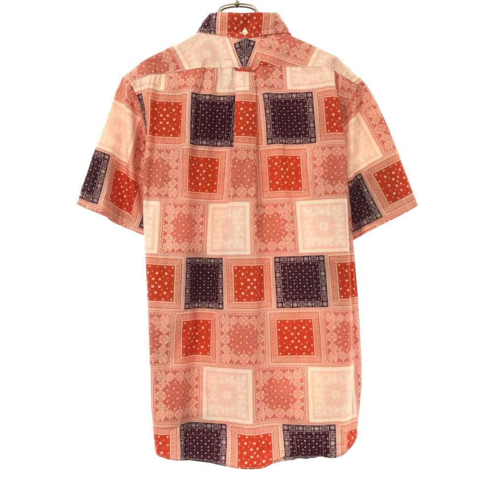 ジェイプレスレッドレーベル 総柄 半袖 ボタンダウンシャツ L レッド系 J.PRESS RED LABEL メンズ