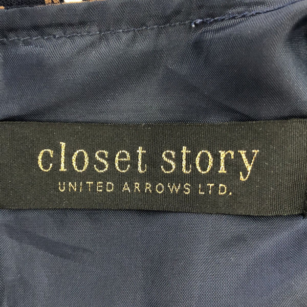 クローゼットストーリー チェック 半袖 ワンピース ネイビー closet story UNITED ARROWS バックジップ レディース