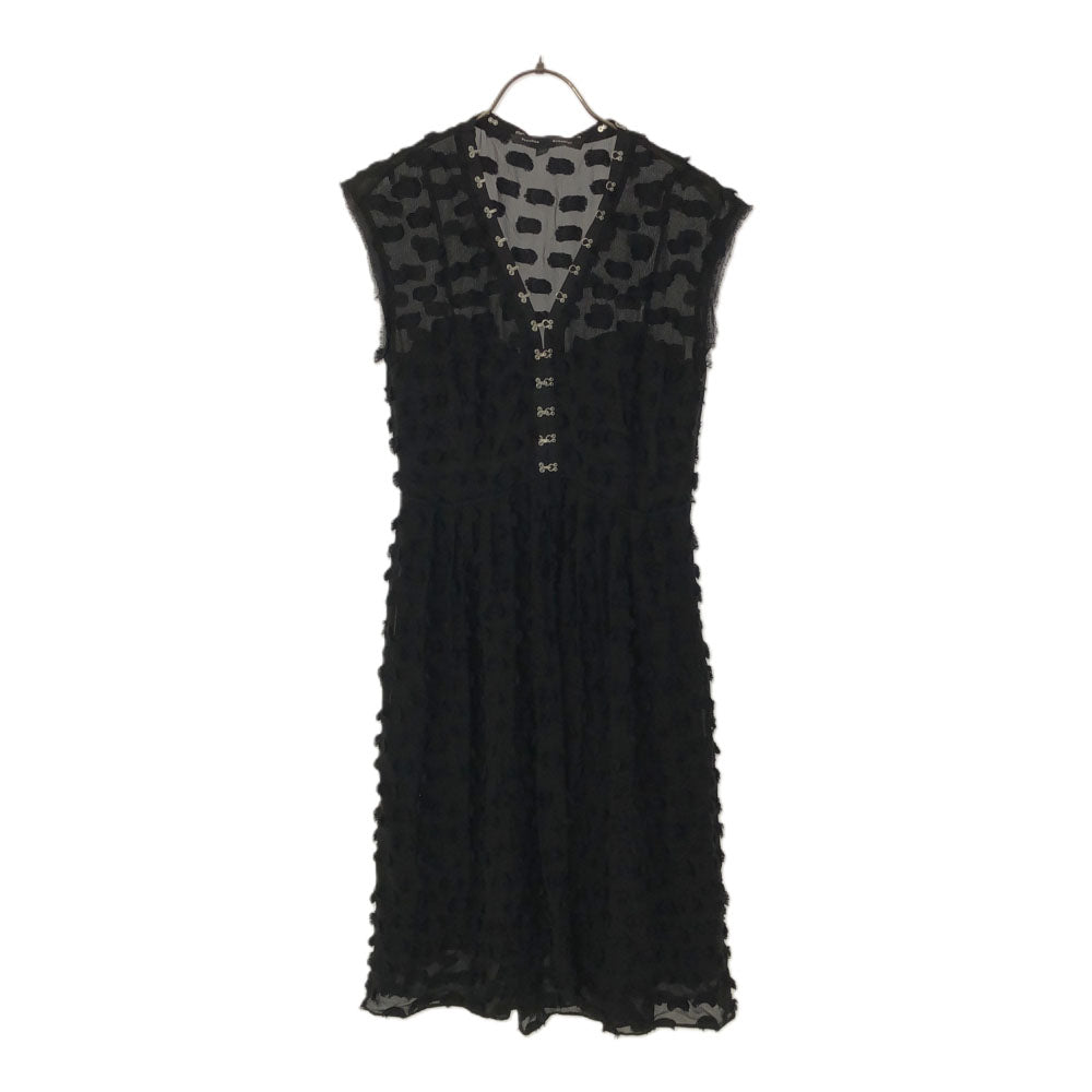 Proenza Schouler プロエンザスクーラー 半袖 ロングワンピース 0 ブラック フリンジ レディース