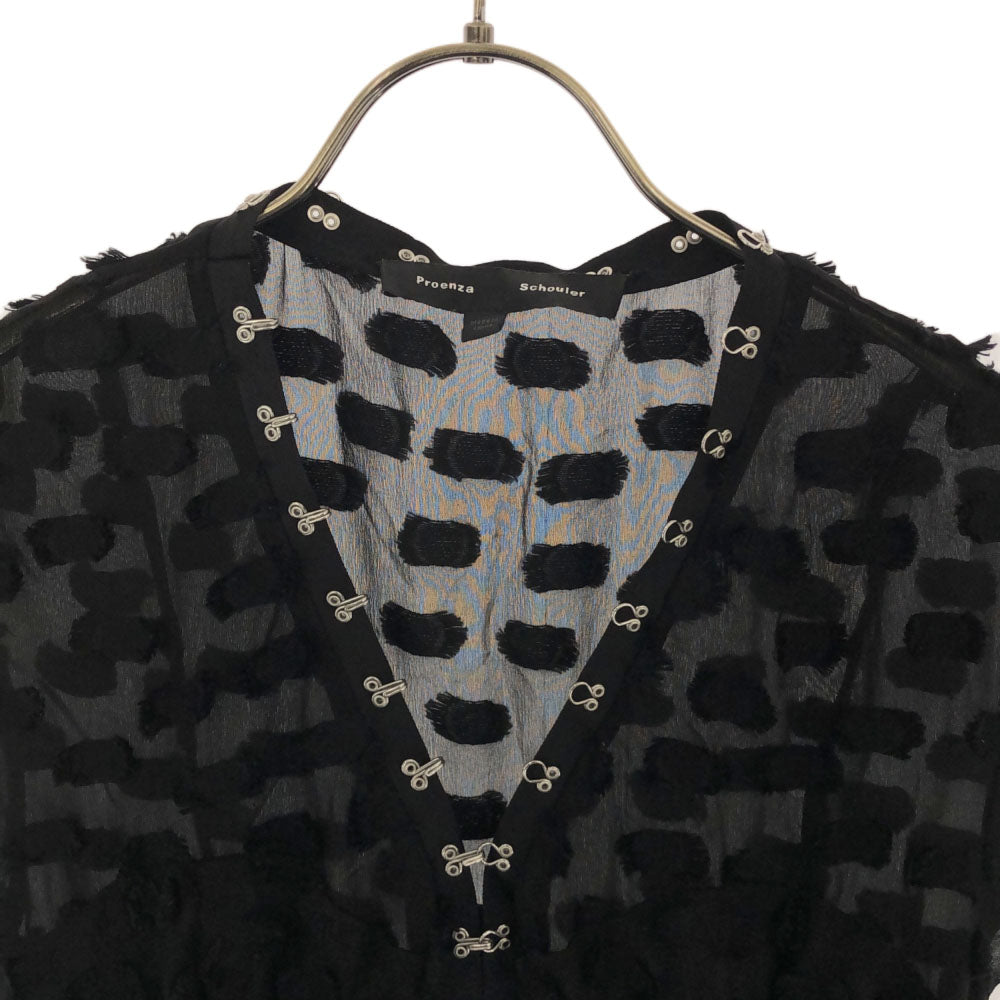 Proenza Schouler プロエンザスクーラー 半袖 ロングワンピース 0 ブラック フリンジ レディース