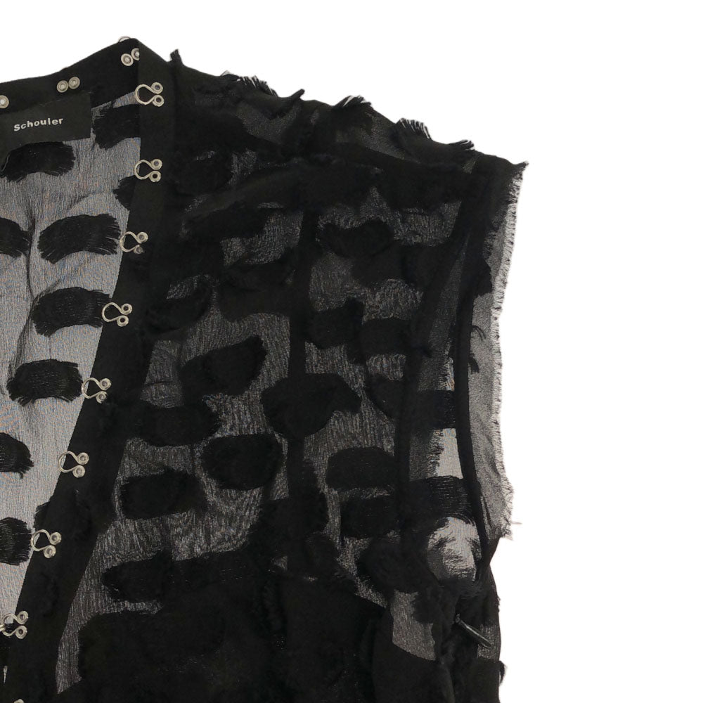 Proenza Schouler プロエンザスクーラー 半袖 ロングワンピース 0 ブラック フリンジ レディース