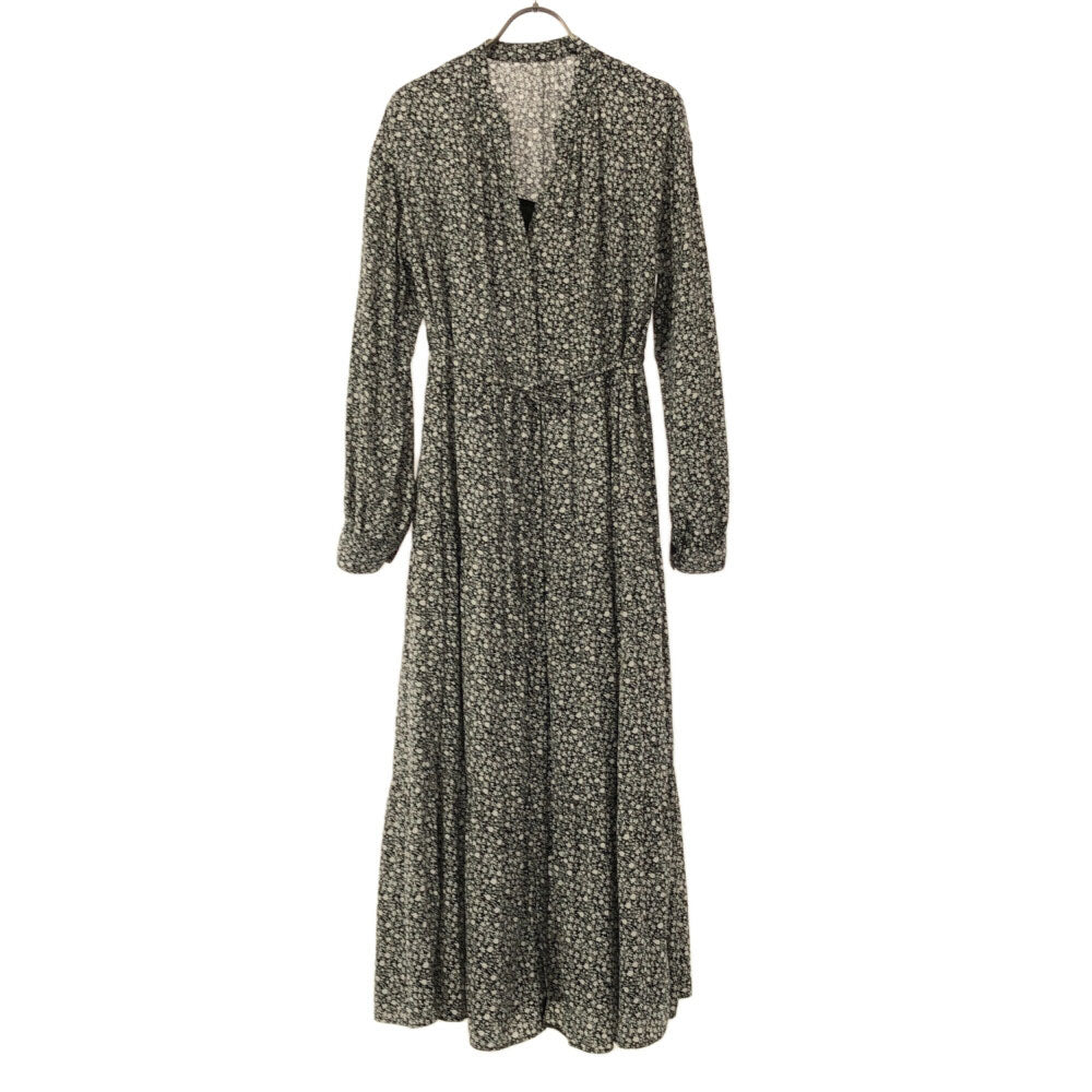 アーバンリサーチ 花柄 長袖 ロングワンピース FREE ブラック×ホワイト URBAN RESEARCH キャミソール付 レディース