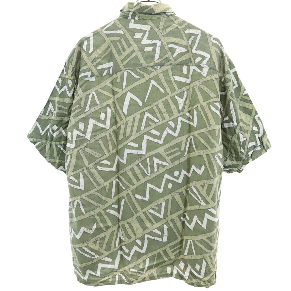 ピューリタン 90s レーヨン 総柄 半袖 シャツ M カーキ オールド ヴィンテージ メンズ