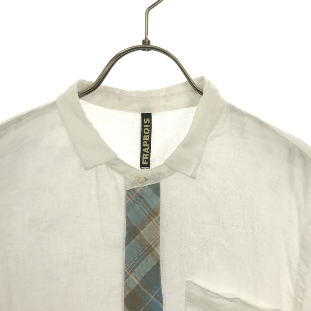 フラボア チェック柄 半袖 リネンシャツ 1 ホワイト系 FRAPBOIS メンズ