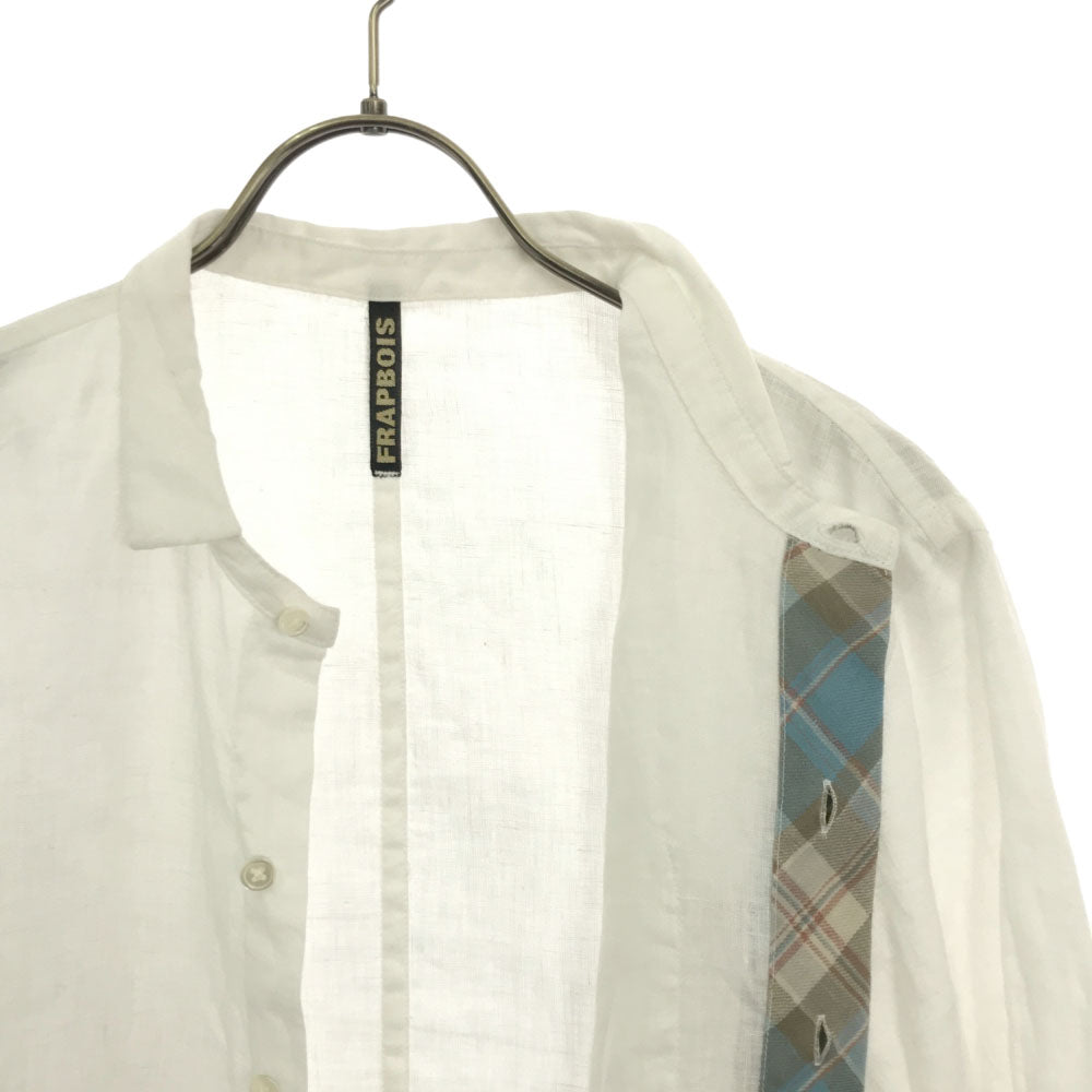 フラボア チェック柄 半袖 リネンシャツ 1 ホワイト系 FRAPBOIS メンズ