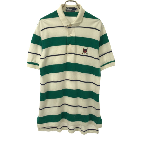 ポロバイラルフローレン ボーダー ゴルフ 半袖 ポロシャツ L ホワイト×グリーン Polo by Ralph Lauren メンズ