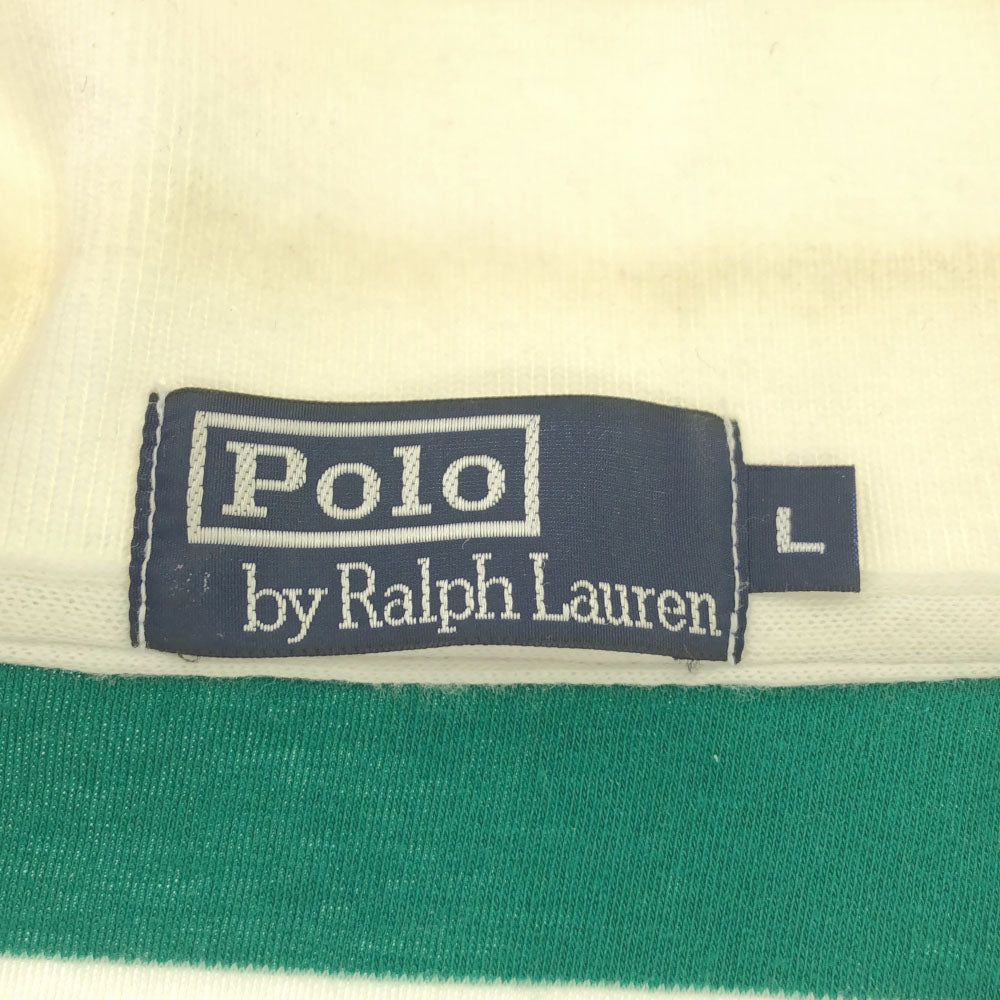 ポロバイラルフローレン ボーダー ゴルフ 半袖 ポロシャツ L ホワイト×グリーン Polo by Ralph Lauren メンズ