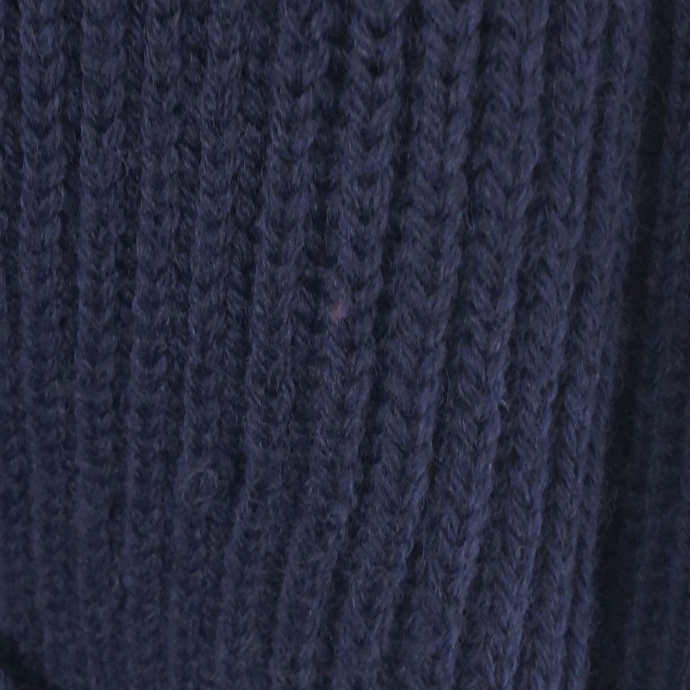 ジェームス シャルロット イギリス製 ウール 長袖 ショールカラー ニットカーディガン 32 ネイビー レディース