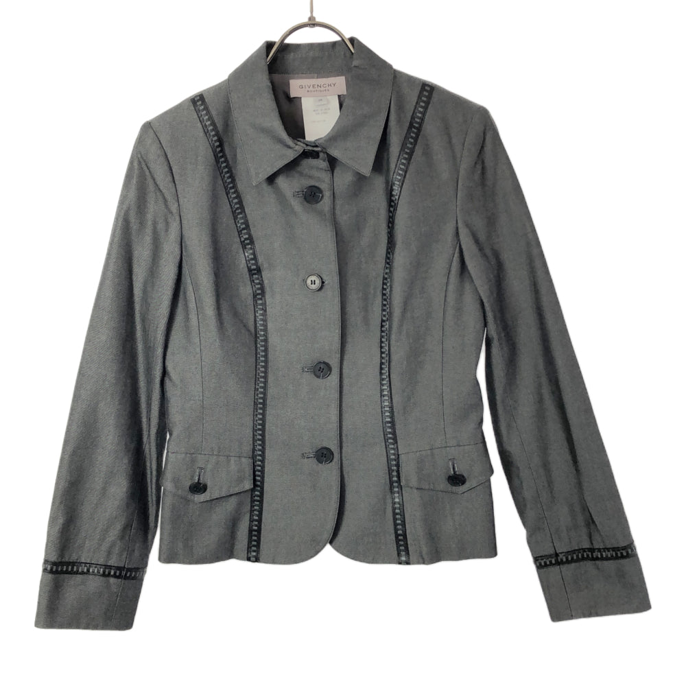 GIVENCHY ジバンシィ 日本製 ラインデザイン ジャケット 36 グレー系 レディース