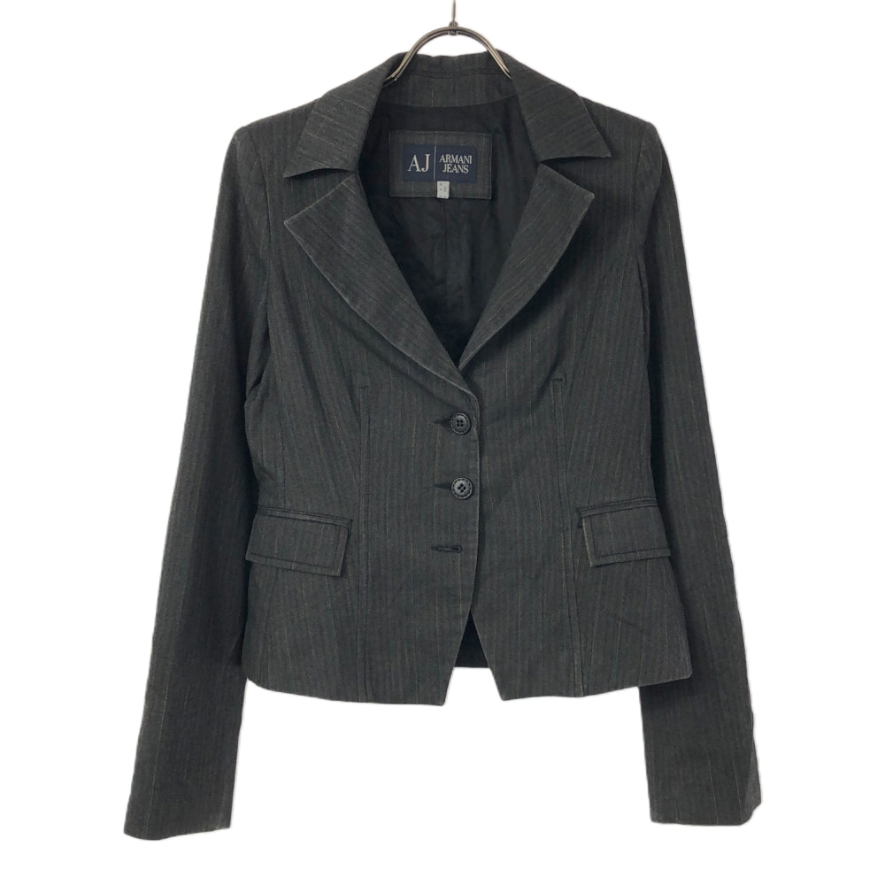 ARMANI JEANS アルマーニジーンズ ストライプ テーラードジャケット 34 グレー系 レディース