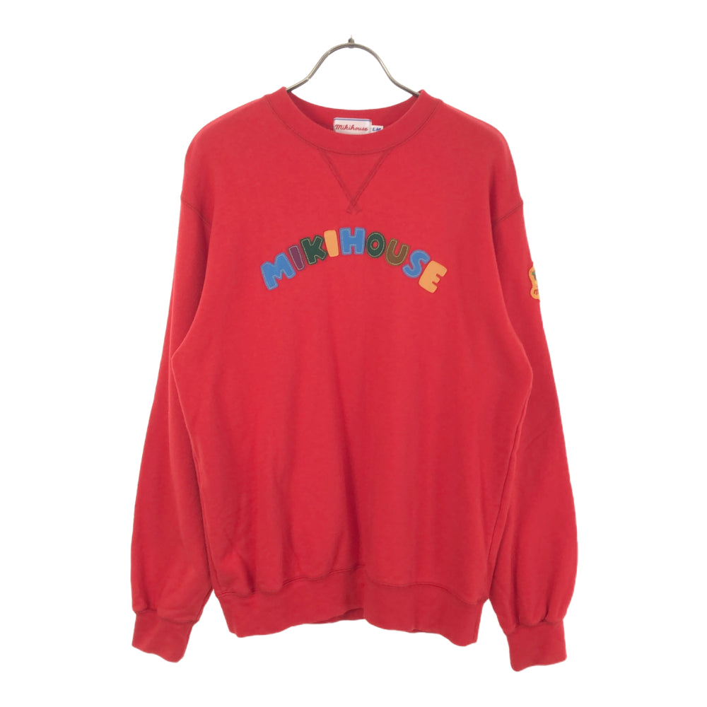 mikihouse ミキハウス 日本製 ロゴワッペン 長袖 スウェット トレーナー LM レッド メンズ