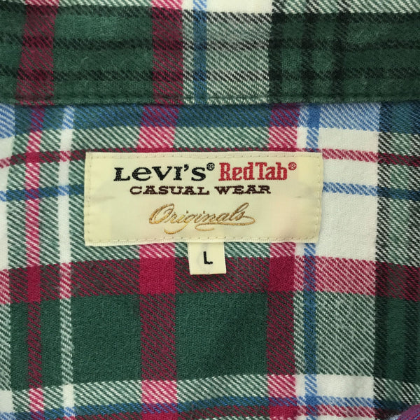 リーバイス レッドタブ チェック 長袖 コットンシャツ L グリーン系 Levi's RedTab メンズ