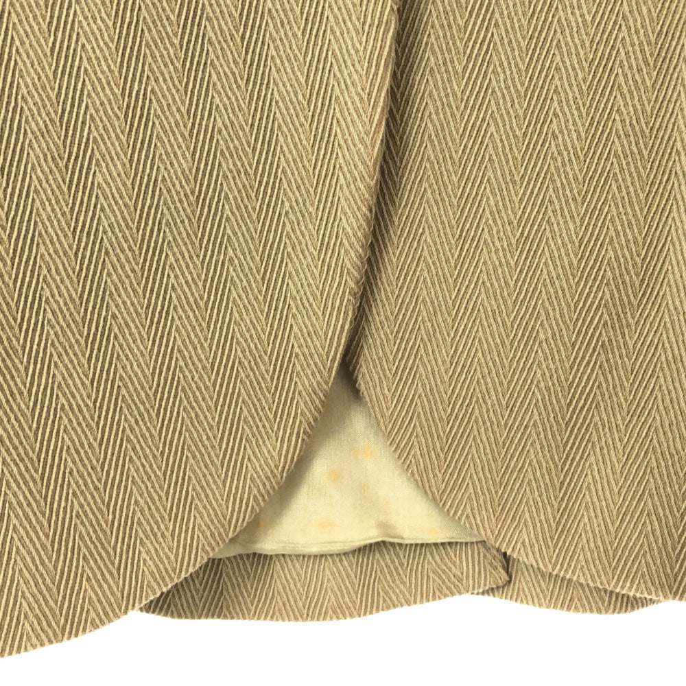 エンポリオアルマーニ 90s イタリア製 へリーンボーン ノーカラージャケット ベージュ系 Emporio Armani オールド ヴィンテージ レディース