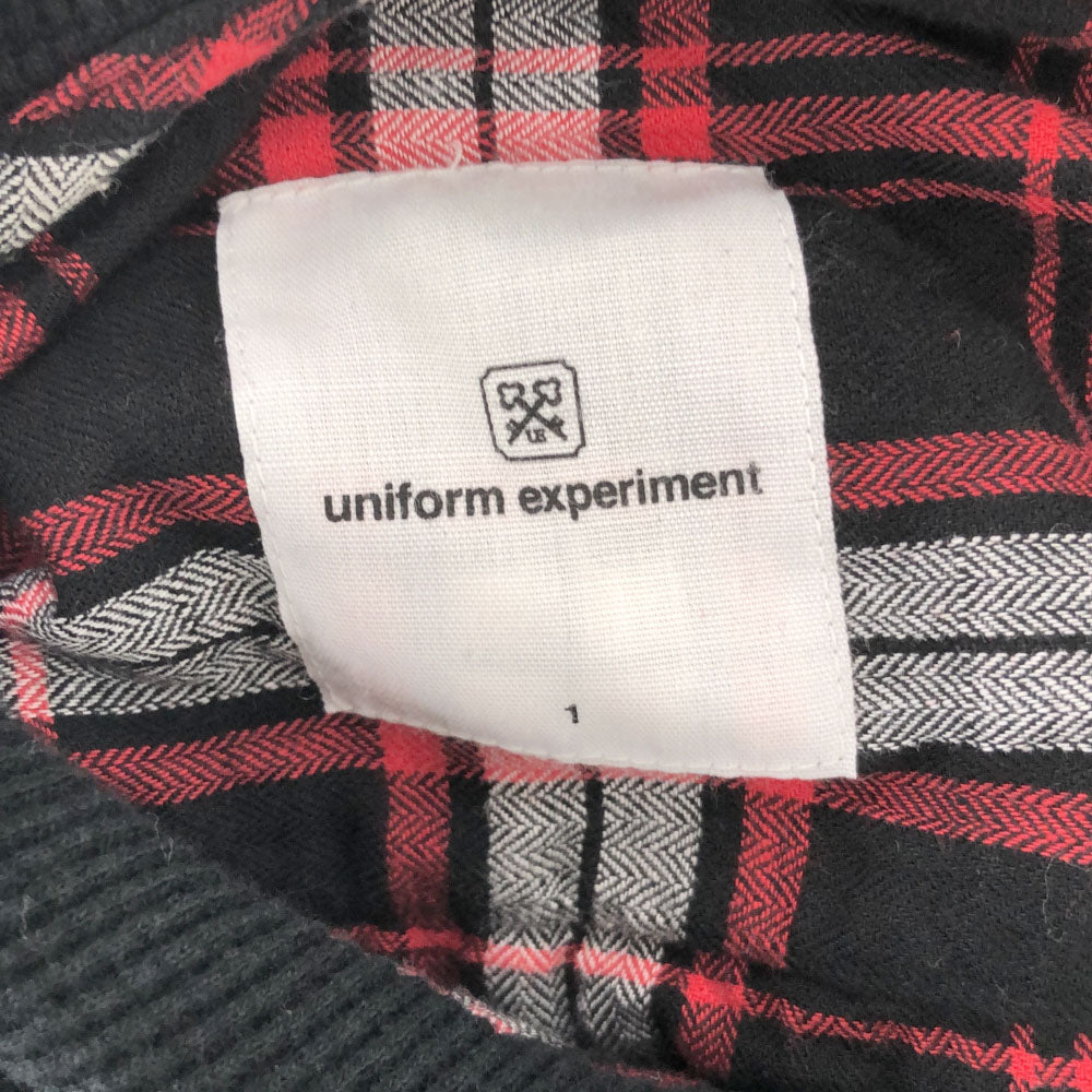 uniform experiment ユニフォームエクスペリメント 日本製 チェック 長袖 フード付き コットンシャツ 1 ブラック×レッド メンズ