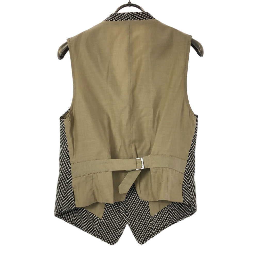 ローブスコンフェクションズ 日本製 リネンブレンド ヘリンボーン柄 ベスト 1 ブラック系×ベージュ レディース