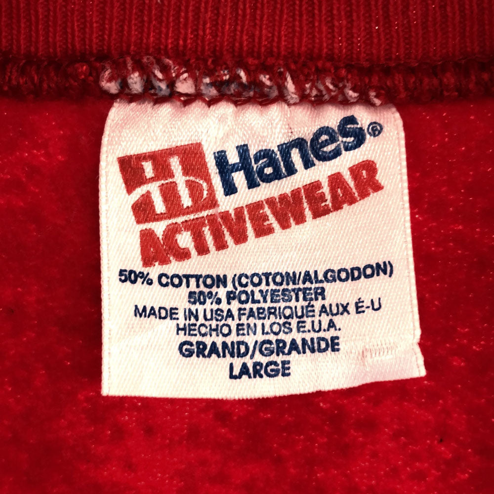 Hanes ヘインズ 90s USA製 プリント 長袖 トレーナー L レッド オールド ヴィンテージ スウェット メンズ