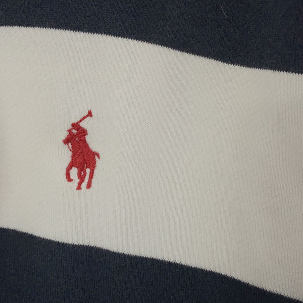 ポロラルフローレン 長袖 パーカー XS ホワイト×ネイビー POLO RALPH LAUREN 裏起毛 メンズ