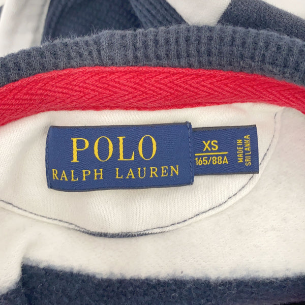 ポロラルフローレン 長袖 パーカー XS ホワイト×ネイビー POLO RALPH LAUREN 裏起毛 メンズ