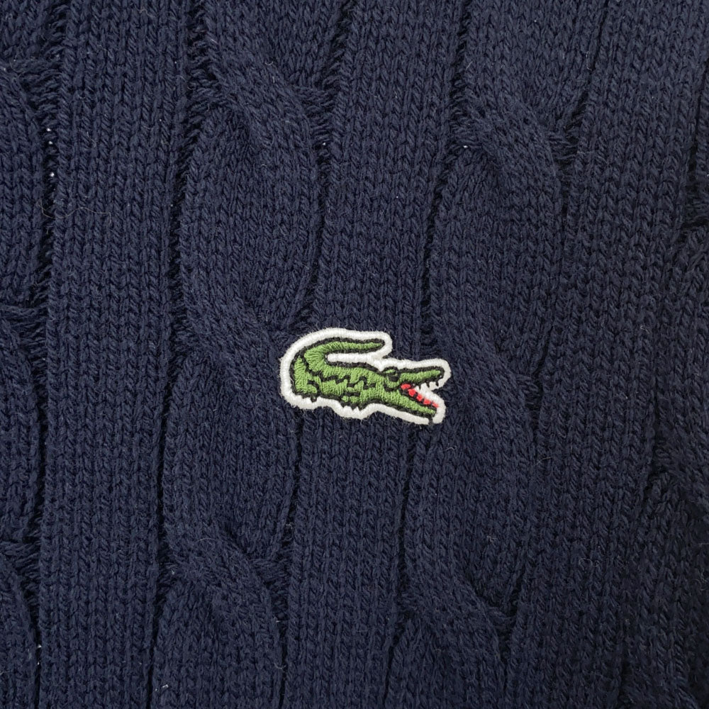 LACOSTE ラコステ ケーブル編み 長袖 セーター L ネイビー ニット メンズ