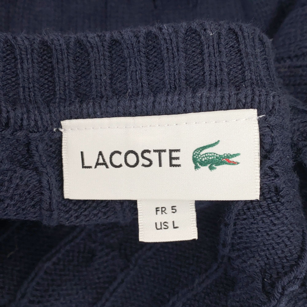 LACOSTE ラコステ ケーブル編み 長袖 セーター L ネイビー ニット メンズ