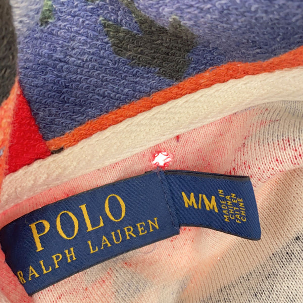 ポロラルフローレン 総柄 長袖 パーカー M ネイビー系 POLO RALPH LAUREN パイル地 メンズ