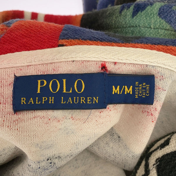 ポロラルフローレン 総柄 長袖 パーカー M ネイビー系 POLO RALPH LAUREN パイル地 メンズ