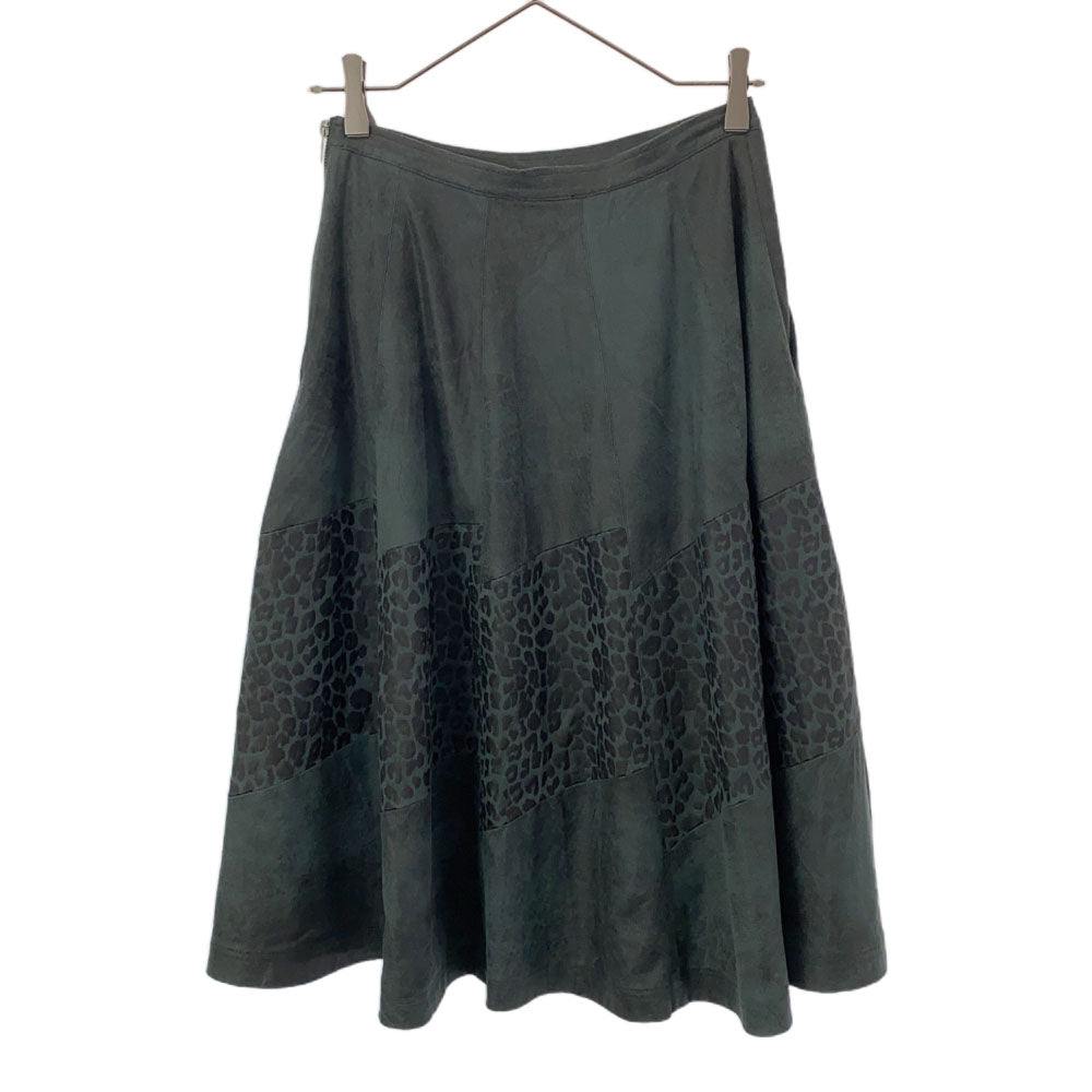 DIESEL ディーゼル ヒョウ柄 アニマル ミディ丈 フレアスカート 23 グリーン サイドジップ レディース